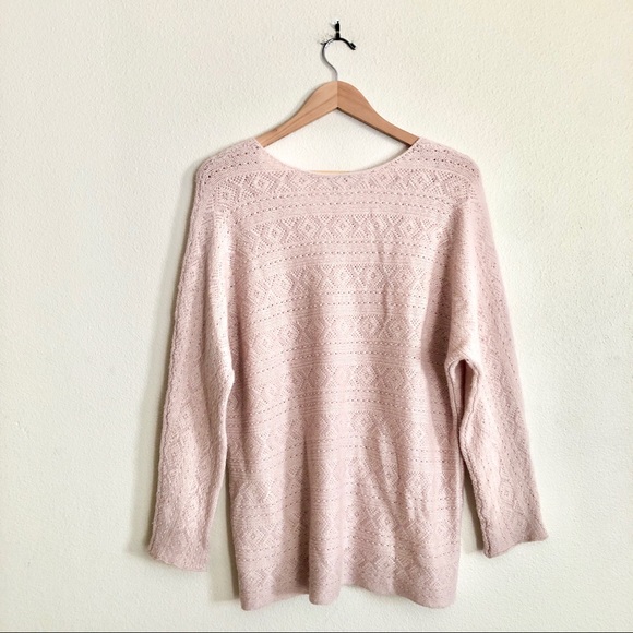 JOIE Cashmere Wool Pointelle Dolman Sweater in Pink - Picture 7 of 8